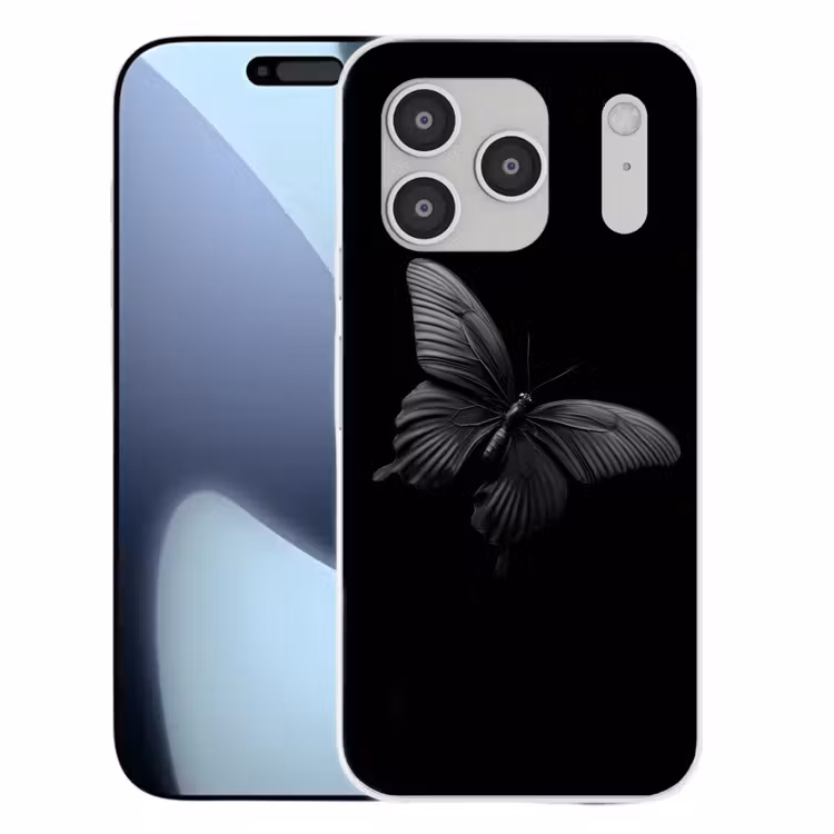 Vlinder - Zwart - Insect - Dieren Telefoonhoesje iPhone 17 Pro klein -3d