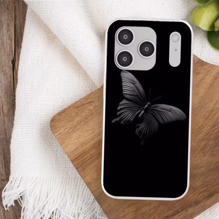 Vlinder - Zwart - Insect - Dieren Telefoonhoesje iPhone 17 Pro klein -sfeer1