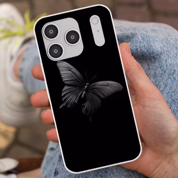 Vlinder - Zwart - Insect - Dieren Telefoonhoesje iPhone 17 Pro klein -sfeer2