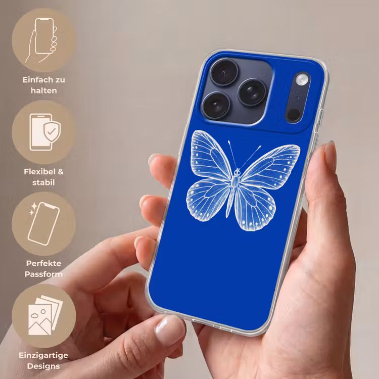 Vlinder - Wit - Getekend - Stippen Telefoonhoesje iPhone 17 Pro klein -sfeer3_DE