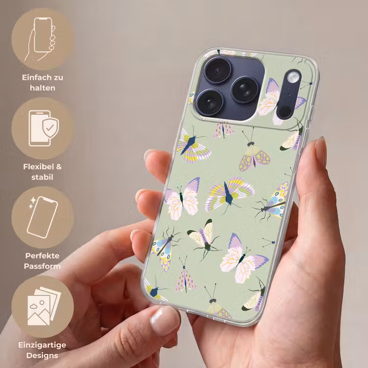 Vlinders - Insecten - Groen - Kleurrijk Telefoonhoesje iPhone 17 Pro klein -sfeer3_DE