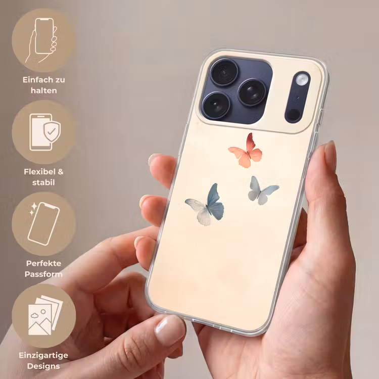 Vlinders - Minimalistisch - Roze Telefoonhoesje iPhone 17 Pro klein -sfeer3_DE