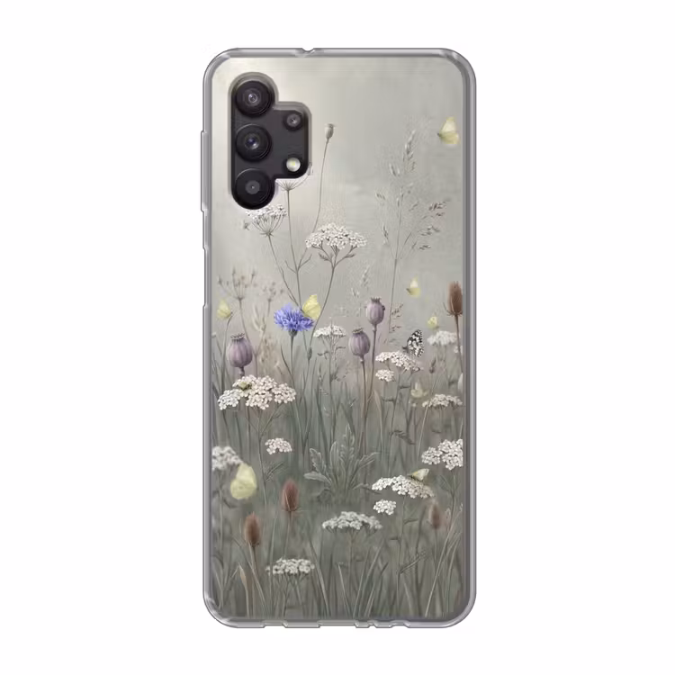 Vlinders - Wildbloemen - Illustratie - Kleurrijk Telefoonhoesje Samsung Galaxy A32 5G klein -3d