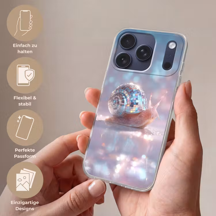 Slak - Disco - Mozaïek - Blauw Telefoonhoesje iPhone 17 Pro klein -sfeer3_DE