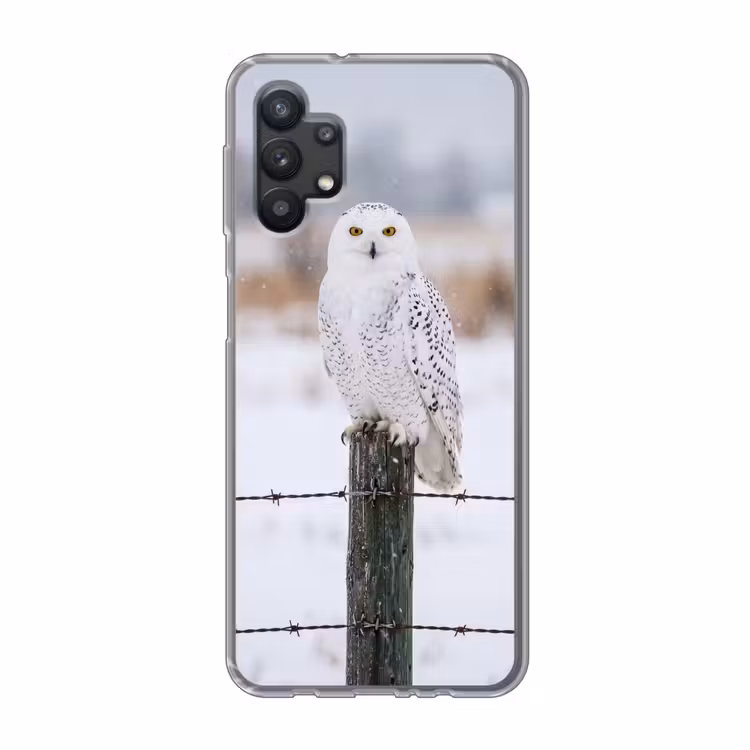 Sneeuwuil - Hek - Sneeuw - Wit Telefoonhoesje Samsung Galaxy A32 5G klein -3d