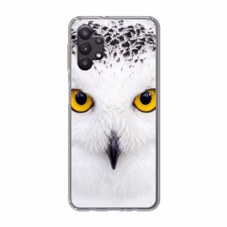 Sneeuwuil - Portret - Geel Telefoonhoesje Samsung Galaxy A32 5G klein -3d
