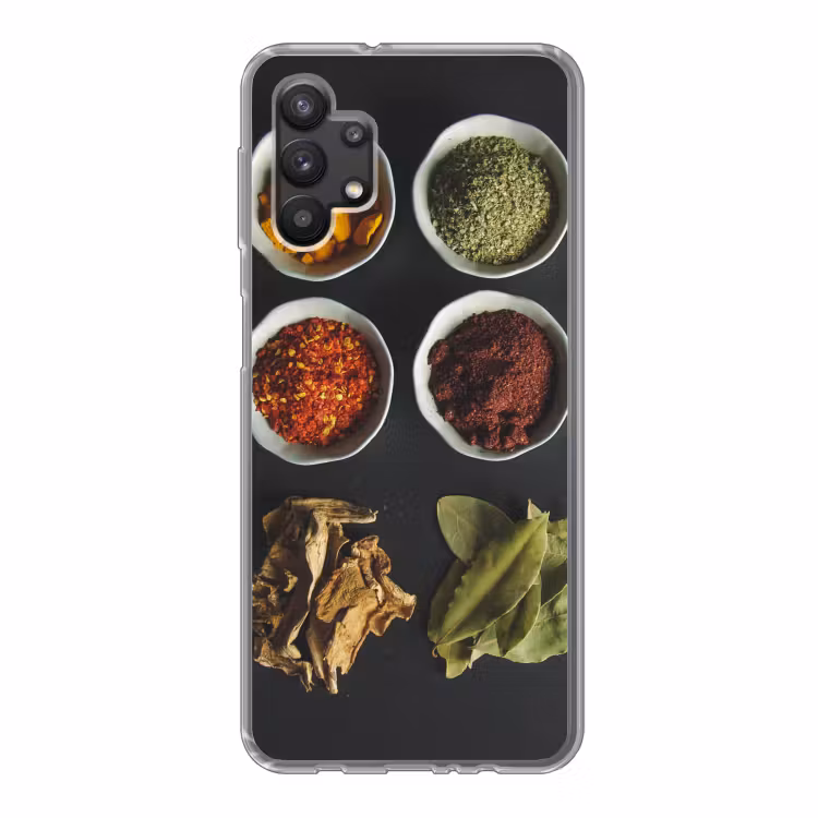 Pollepel - Specerijen - Kruiden - Groen - Bruin - Rustiek Telefoonhoesje Samsung Galaxy A32 5G klein -3d