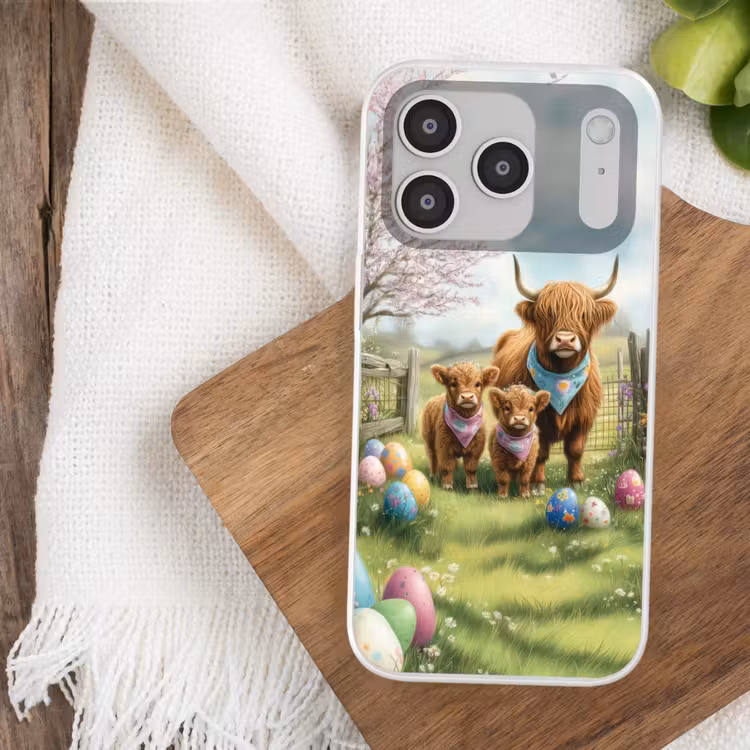 Schotsehooglanders - Paaseieren - Lente Telefoonhoesje iPhone 17 Pro klein -sfeer1