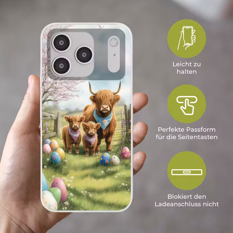 Schotsehooglanders - Paaseieren - Lente Telefoonhoesje iPhone 17 Pro klein -sfeer3_DE