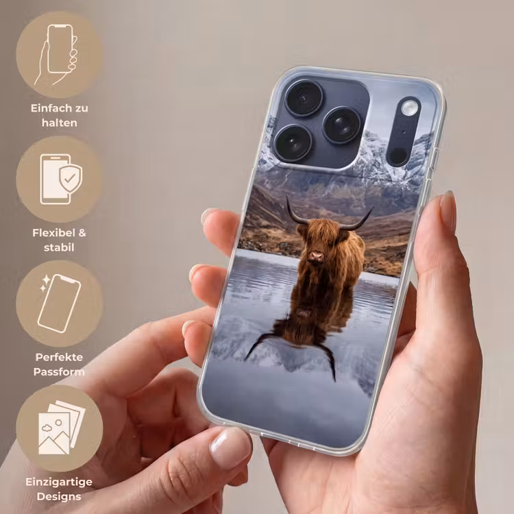 Schotse hooglander - Bruin - Water Telefoonhoesje iPhone 17 Pro klein -sfeer3_DE