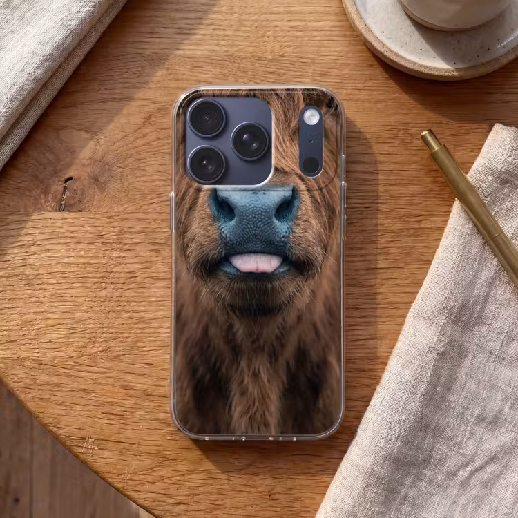 Schotse hooglander - Neus - Bruin Telefoonhoesje iPhone 17 Pro klein -sfeer1