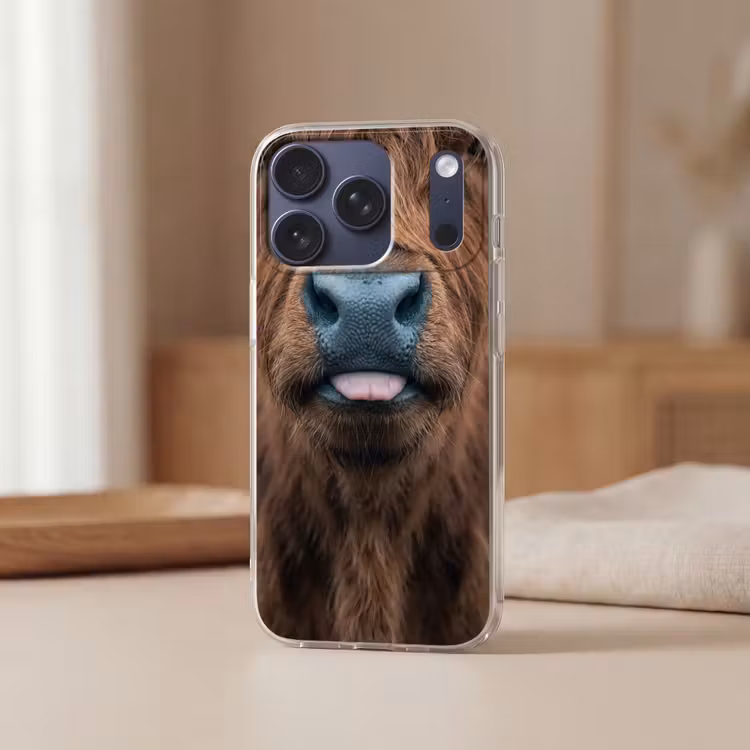Schotse hooglander - Neus - Bruin Telefoonhoesje iPhone 17 Pro klein -sfeer2