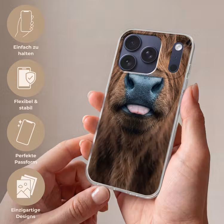 Schotse hooglander - Neus - Bruin Telefoonhoesje iPhone 17 Pro klein -sfeer3_DE