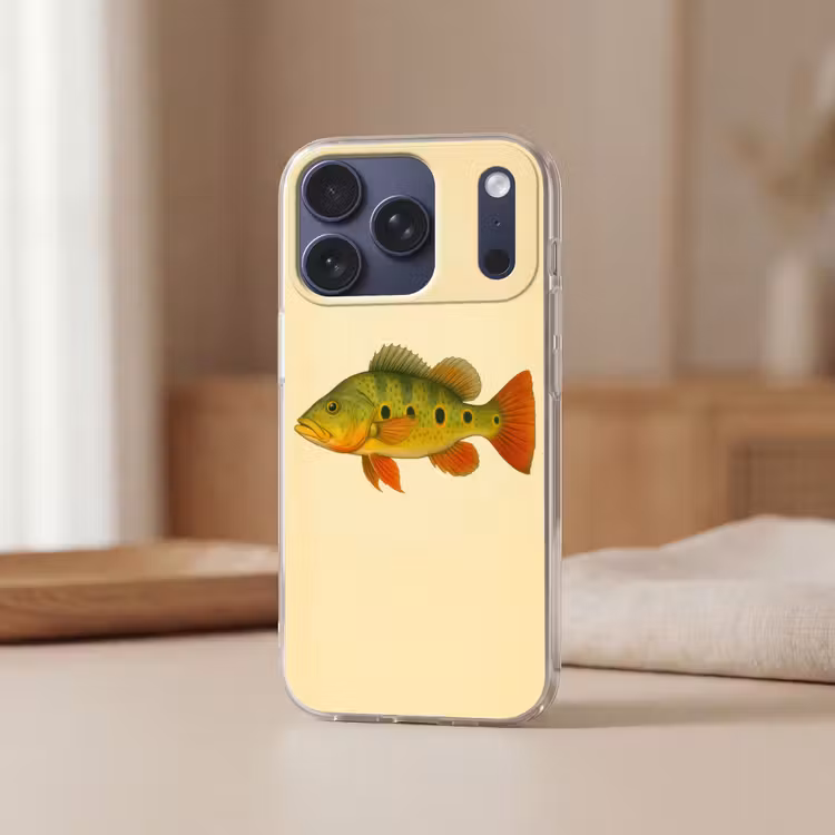Schubben - Vis - Groen - Illustratie Telefoonhoesje iPhone 17 Pro klein -sfeer2