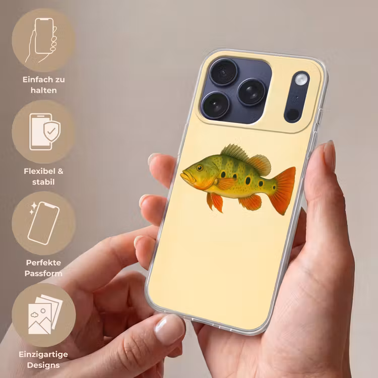 Schubben - Vis - Groen - Illustratie Telefoonhoesje iPhone 17 Pro klein -sfeer3_DE