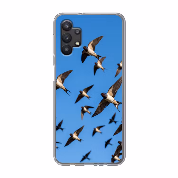 Zwaluwen - Vliegen - Blauw Telefoonhoesje Samsung Galaxy A32 5G klein -3d