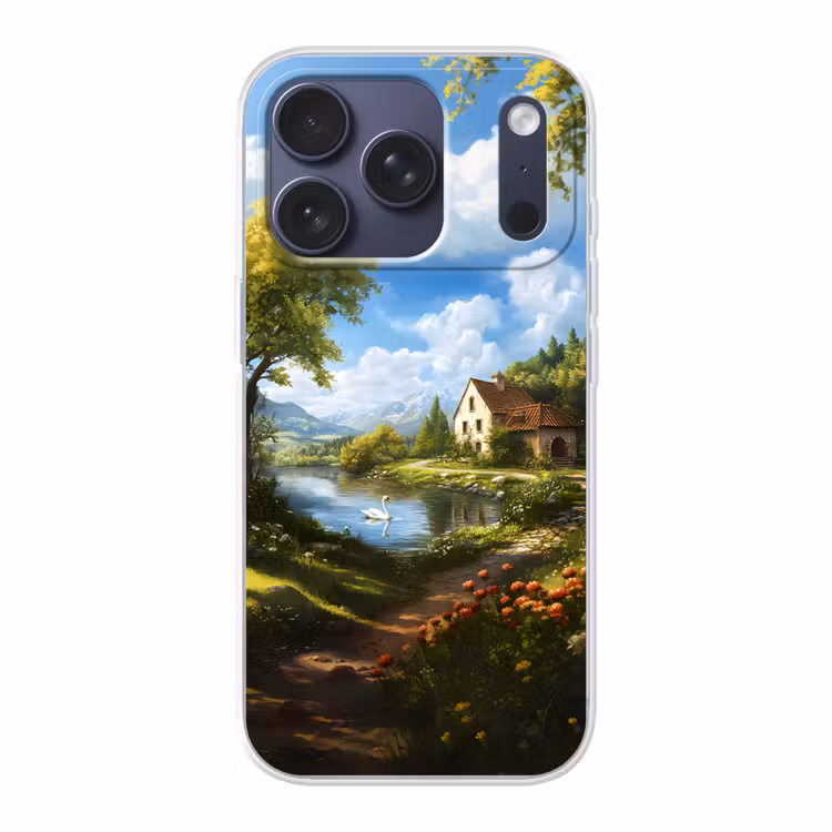 Zwaan - Bomen - Rust Telefoonhoesje iPhone 17 Pro klein -3d
