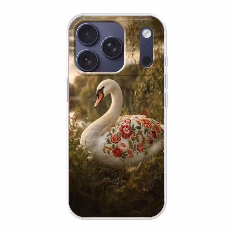 Zwaan - Bloemen - Natuur Telefoonhoesje iPhone 17 Pro klein -3d