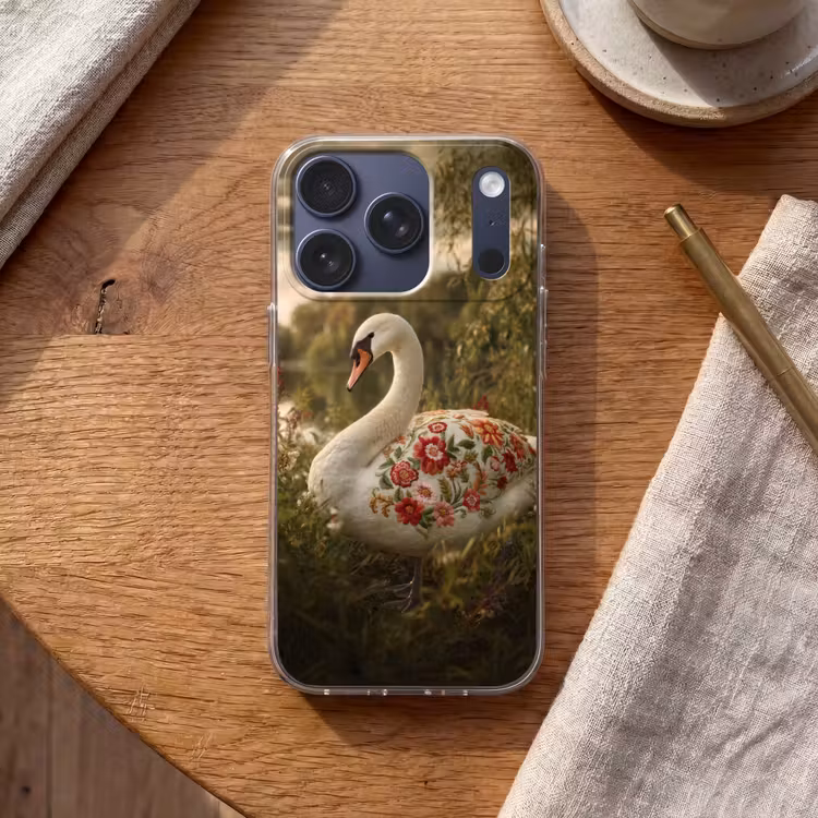 Zwaan - Bloemen - Natuur Telefoonhoesje iPhone 17 Pro klein -sfeer1