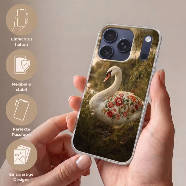 Zwaan - Bloemen - Natuur Telefoonhoesje iPhone 17 Pro klein -sfeer3_DE