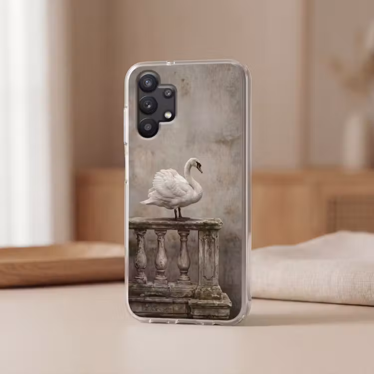 Zwaan - Elegant - Dieren - Wit Telefoonhoesje Samsung Galaxy A32 5G klein -sfeer2