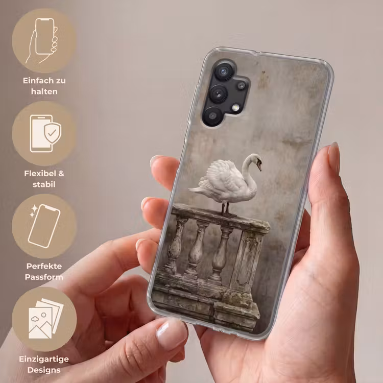Zwaan - Elegant - Dieren - Wit Telefoonhoesje Samsung Galaxy A32 5G klein -sfeer3_DE