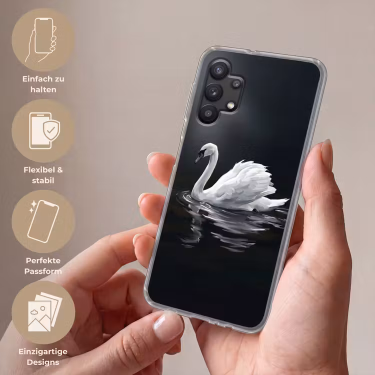 Zwaan - Water - Natuur - Realistisch - Wit Telefoonhoesje Samsung Galaxy A32 5G klein -sfeer3_DE