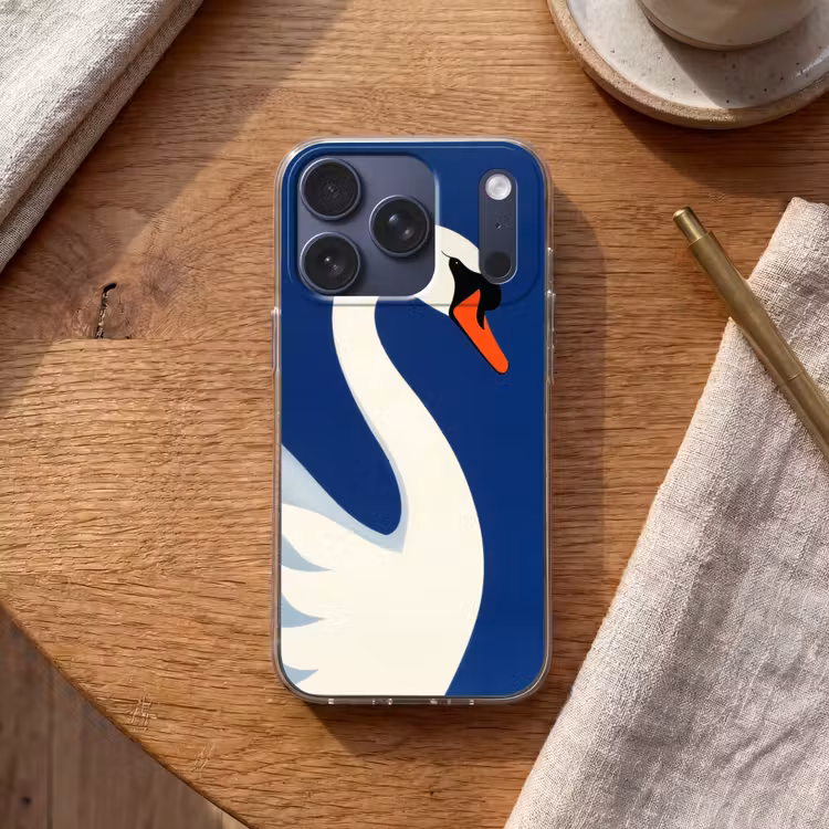 Zwaan - Wit - Snavel - Illustratie Telefoonhoesje iPhone 17 Pro klein -sfeer1