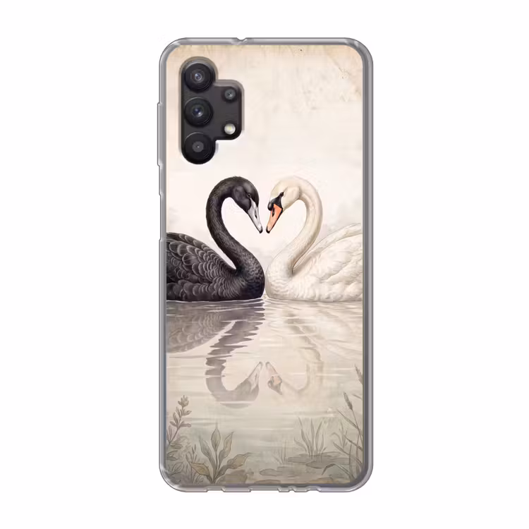 Zwanen - Hartvorm - Dieren Telefoonhoesje Samsung Galaxy A32 5G klein -3d