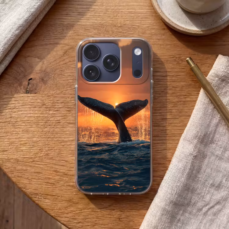Walvis staart - Water - Zonsondergang Telefoonhoesje iPhone 17 Pro klein -sfeer1