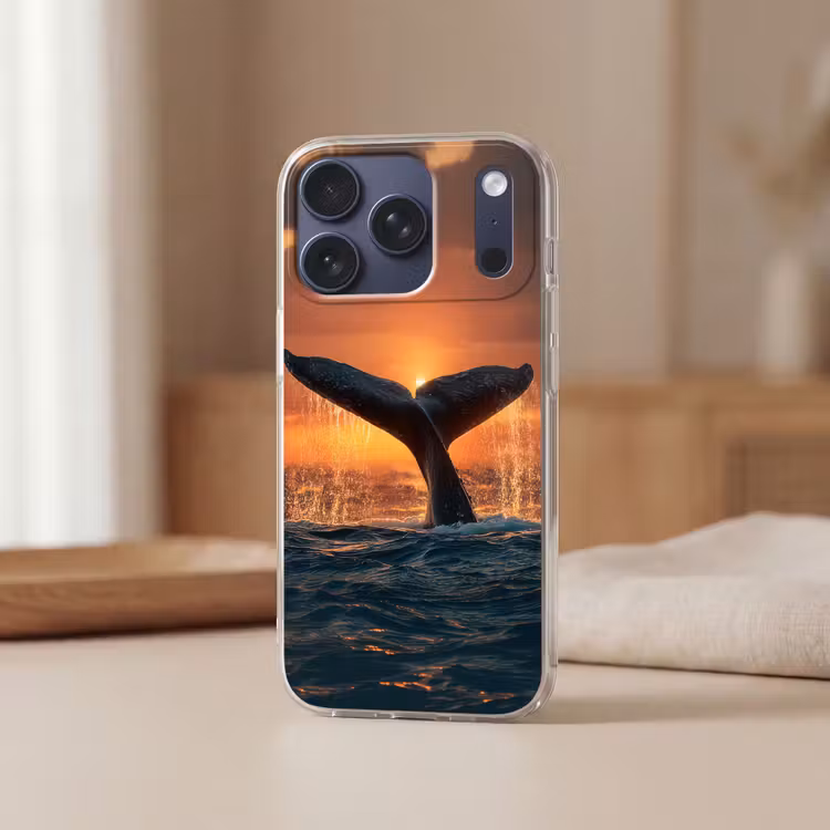 Walvis staart - Water - Zonsondergang Telefoonhoesje iPhone 17 Pro klein -sfeer2