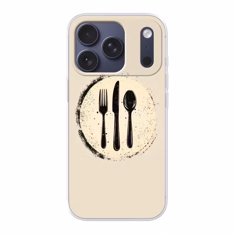 Zwart - Bestek - Rondje Telefoonhoesje iPhone 17 Pro klein -3d