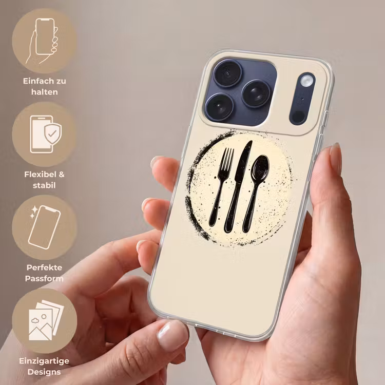 Zwart - Bestek - Rondje Telefoonhoesje iPhone 17 Pro klein -sfeer3_DE
