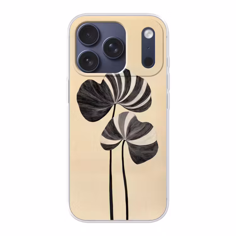 Zwart - Bladeren - Strepen - Minimalistisch Telefoonhoesje iPhone 17 Pro klein -3d