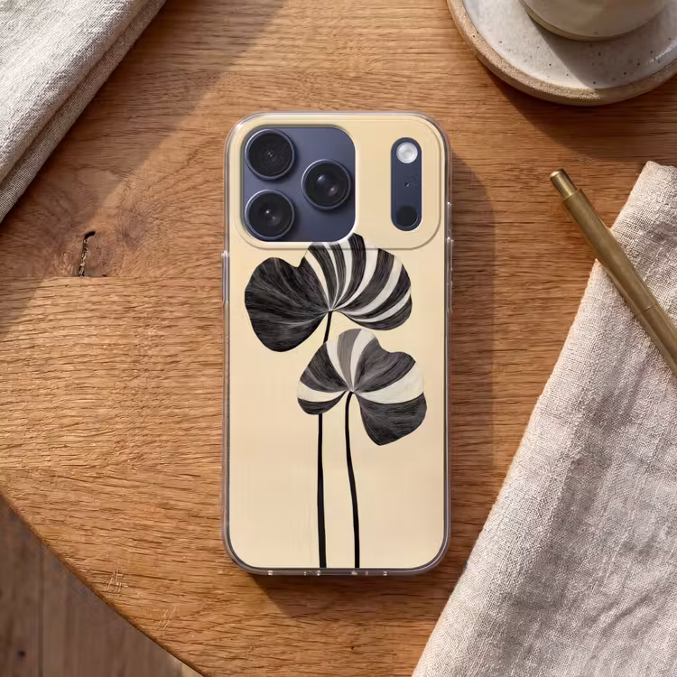 Zwart - Bladeren - Strepen - Minimalistisch Telefoonhoesje iPhone 17 Pro klein -sfeer1