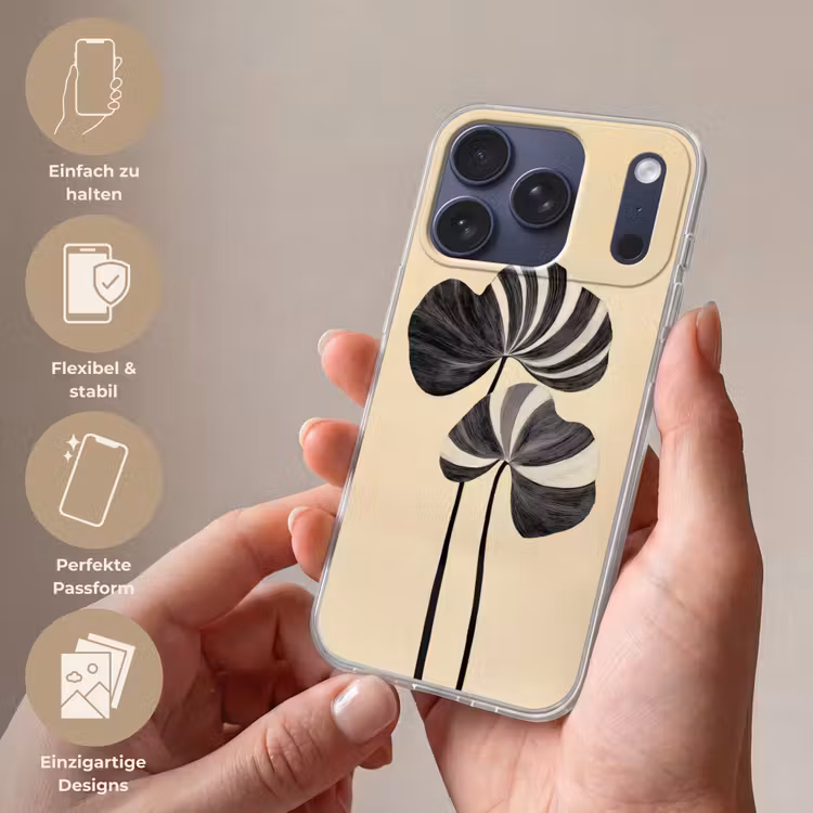 Zwart - Bladeren - Strepen - Minimalistisch Telefoonhoesje iPhone 17 Pro klein -sfeer3_DE