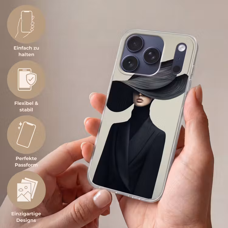 Zwart - Vrouw - Hoed Telefoonhoesje iPhone 17 Pro klein -sfeer3_DE