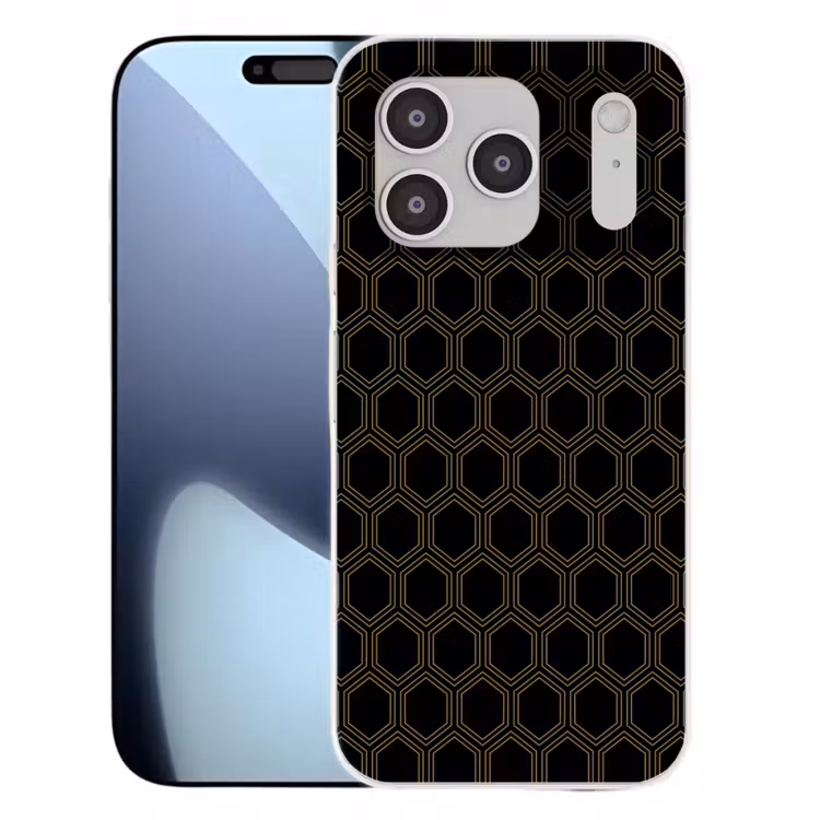 Zwart - Goud - Zeshoek Telefoonhoesje iPhone 17 Pro klein 878 -3d