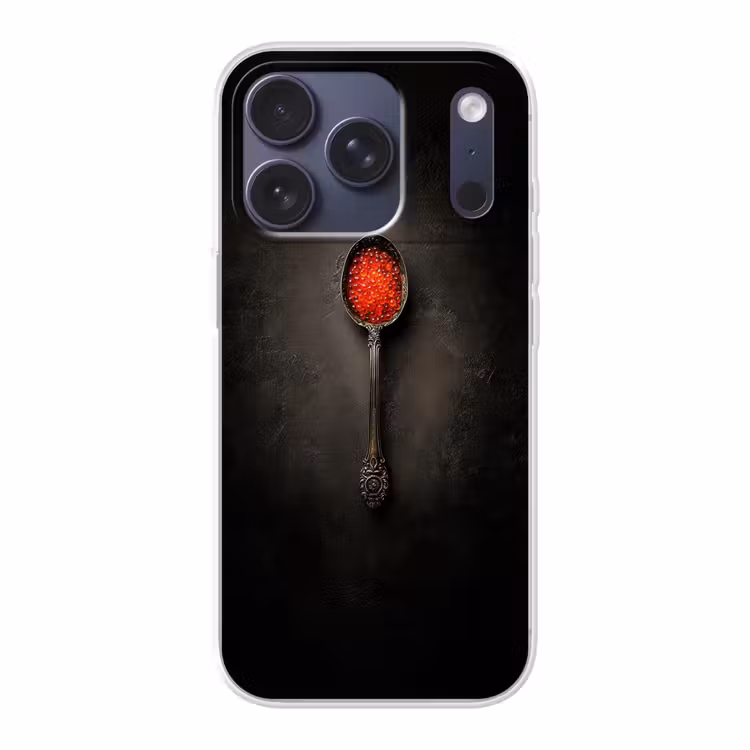 Zwart - Lepel - Caviar Telefoonhoesje iPhone 17 Pro klein -3d