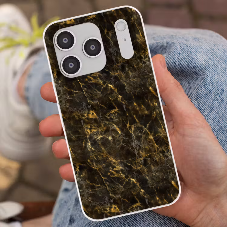 Zwart - Marmer - Goud Telefoonhoesje iPhone 17 Pro klein 878 -sfeer2