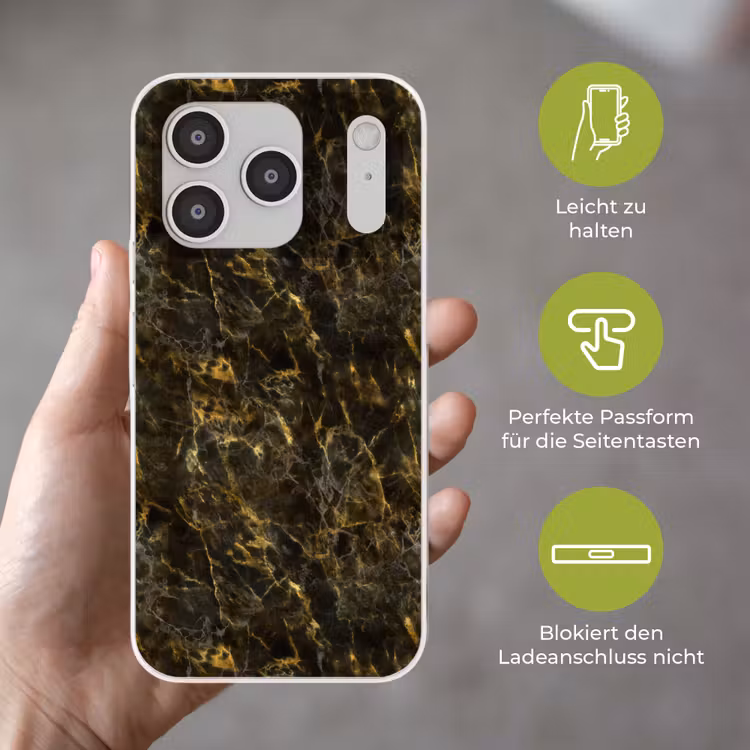 Zwart - Marmer - Goud Telefoonhoesje iPhone 17 Pro klein 878 -sfeer3_DE