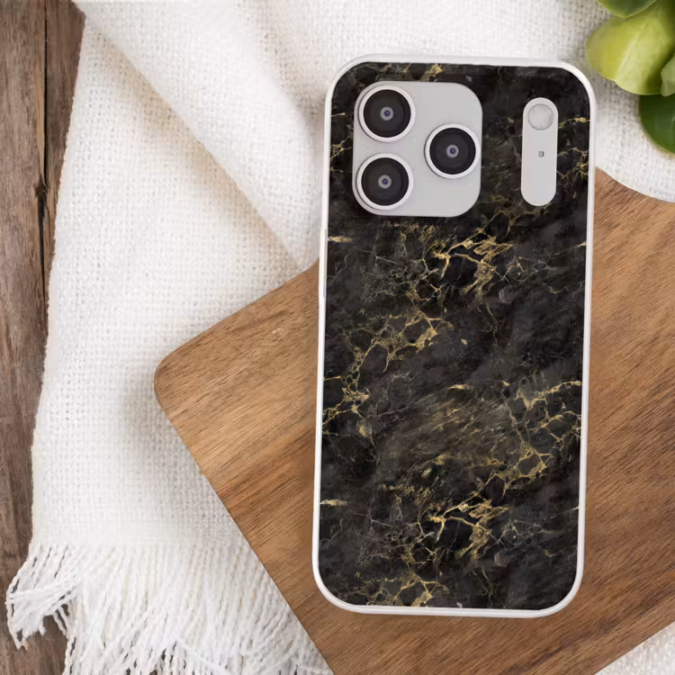 Zwart - Marmer - Goud - Nerf Telefoonhoesje iPhone 17 Pro klein 878 -sfeer1