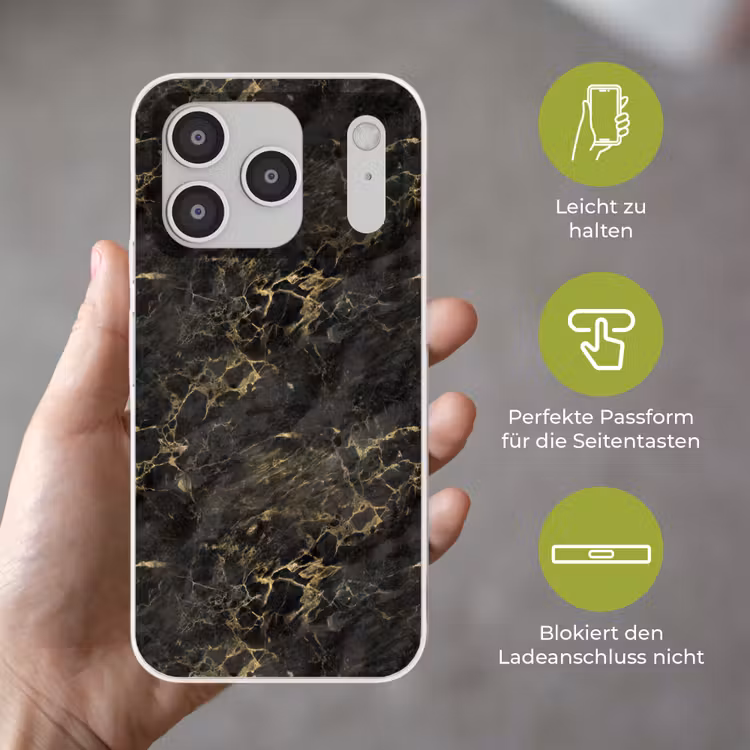 Zwart - Marmer - Goud - Nerf Telefoonhoesje iPhone 17 Pro klein 878 -sfeer3_DE