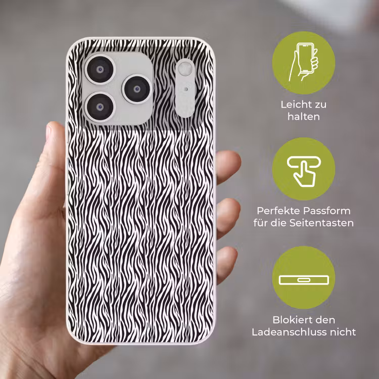 Zwart - Wit - Zebra - Patroon Telefoonhoesje iPhone 17 Pro klein 878 -sfeer3_DE
