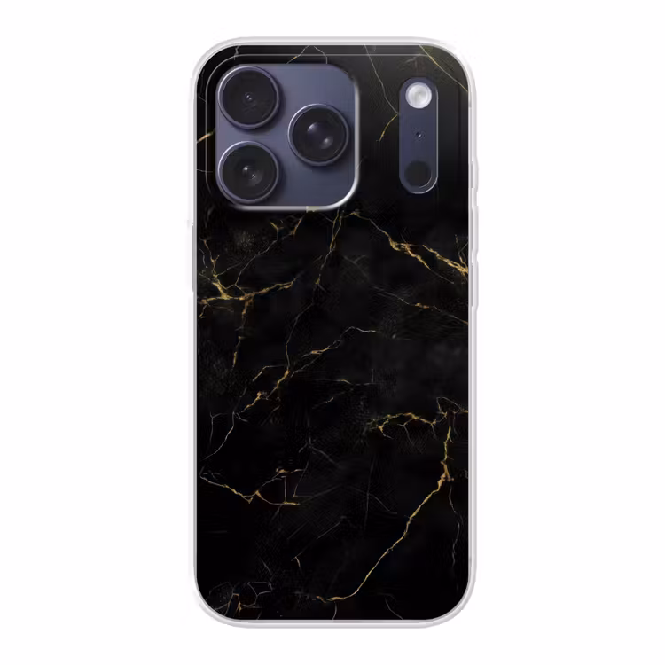 Zwart marmer - Gouden aders - Klassiek Telefoonhoesje iPhone 17 Pro klein -3d