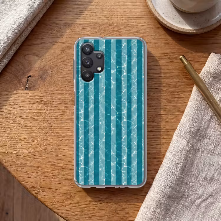 Zwembad - Strepen - Groen Telefoonhoesje Samsung Galaxy A32 5G klein 346 -sfeer1