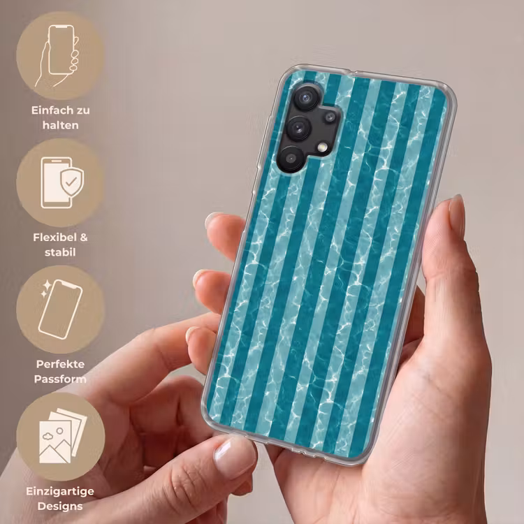 Zwembad - Strepen - Groen Telefoonhoesje Samsung Galaxy A32 5G klein 346 -sfeer3_DE