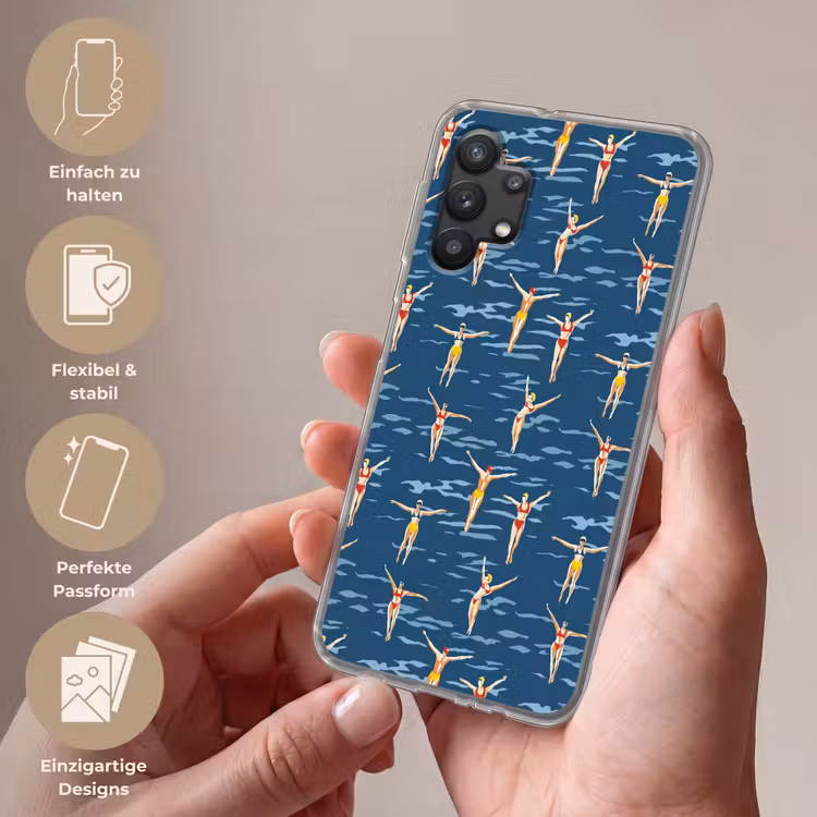 Zwemsters- Retro - Blauw Telefoonhoesje Samsung Galaxy A32 5G klein 346 -sfeer3_DE