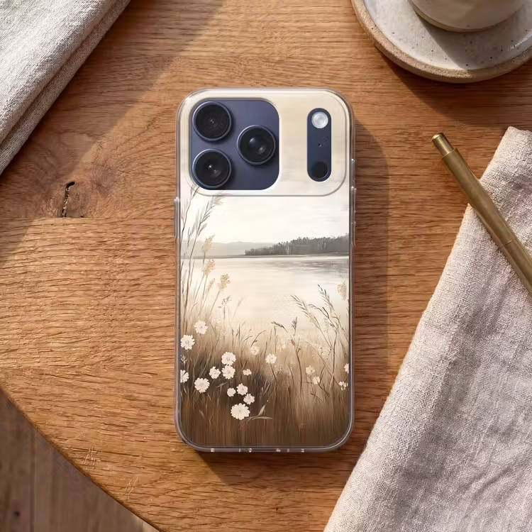 Meer - Water - Natuur - Beige Telefoonhoesje iPhone 17 Pro klein -sfeer1