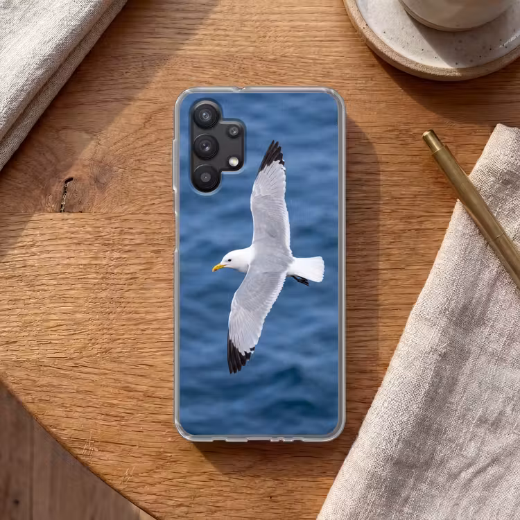 Zeemeeuw - Oceaan - Blauw Telefoonhoesje Samsung Galaxy A32 5G klein -sfeer1